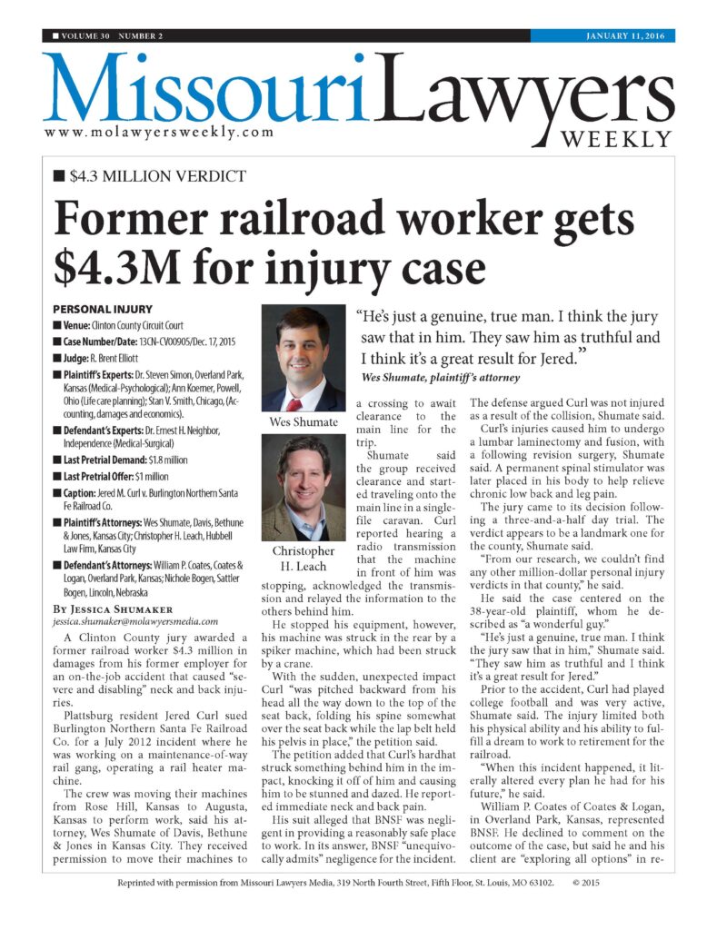 Missouri Lawyers newsletter about case